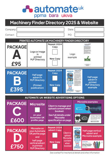 Microsites Advert Booking Form